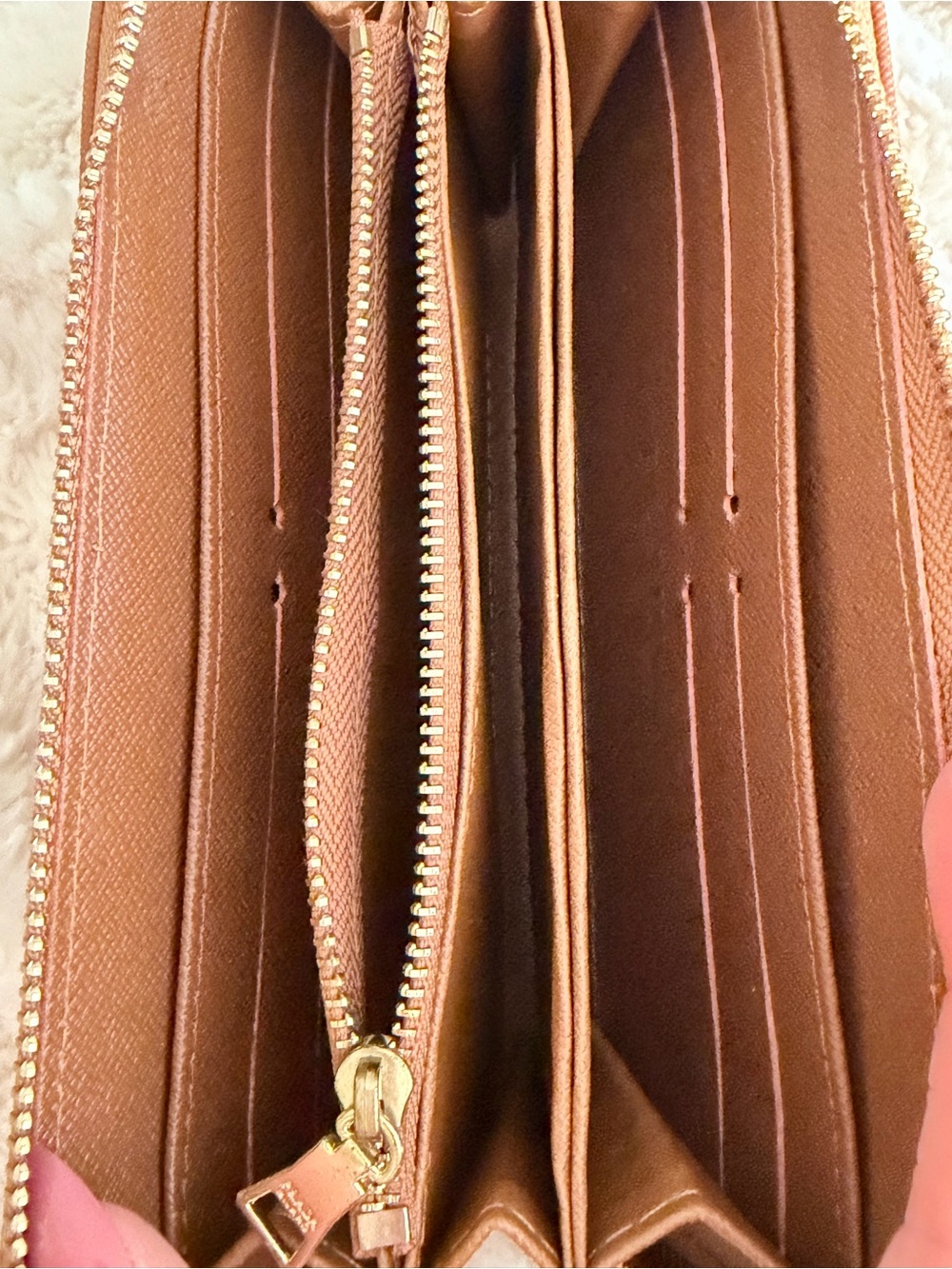 Designer Inspired Brown Long Zipper Wallet 8”x 4”